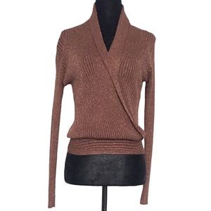 American Jeans wrap front sweater brown medium